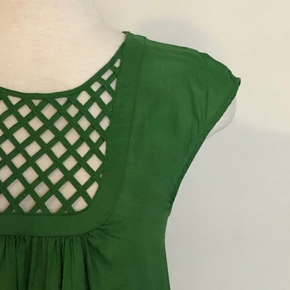 Cotton HD in Paris/Anthropologie Green Lattice Top - Picture 4 of 12
